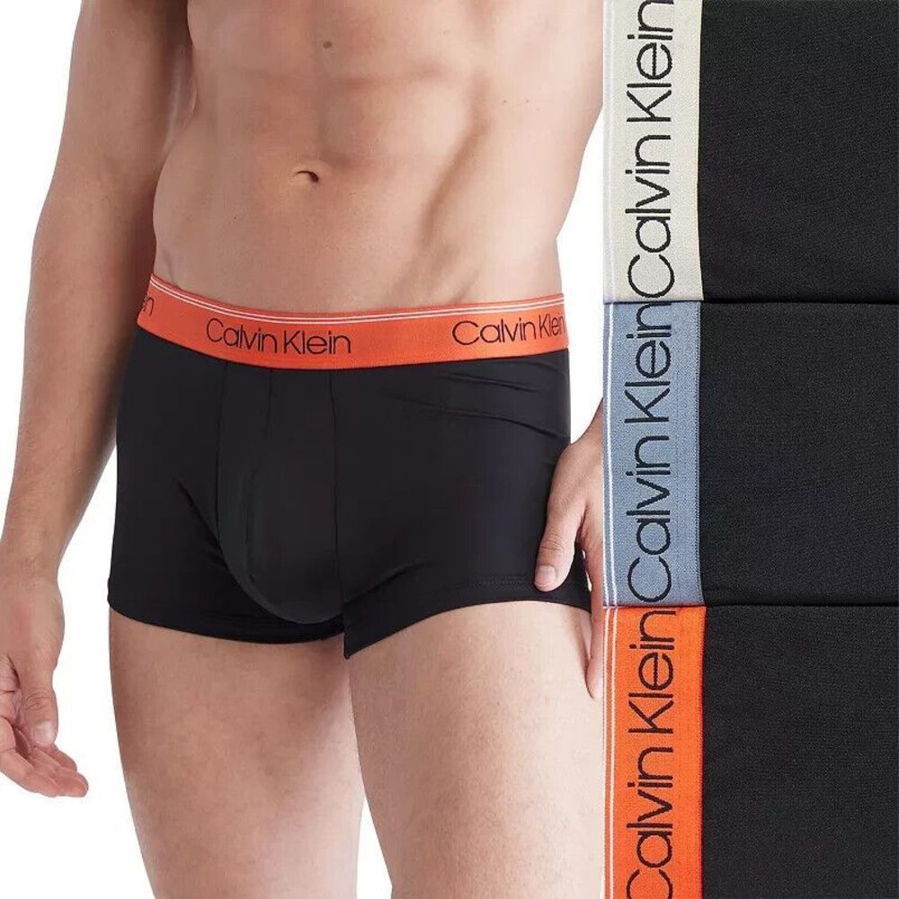 Calvin Klein Mens 3 Pack Microfiber Stretch Low Rise Trunks Black XL NB2570
